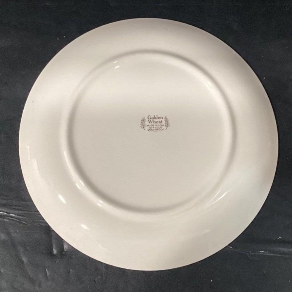 Homer Laughlin Golden Wheat Dinner Plates, Set of 4, Vintage Mid-Century Ceramic - Picture 4 of 11